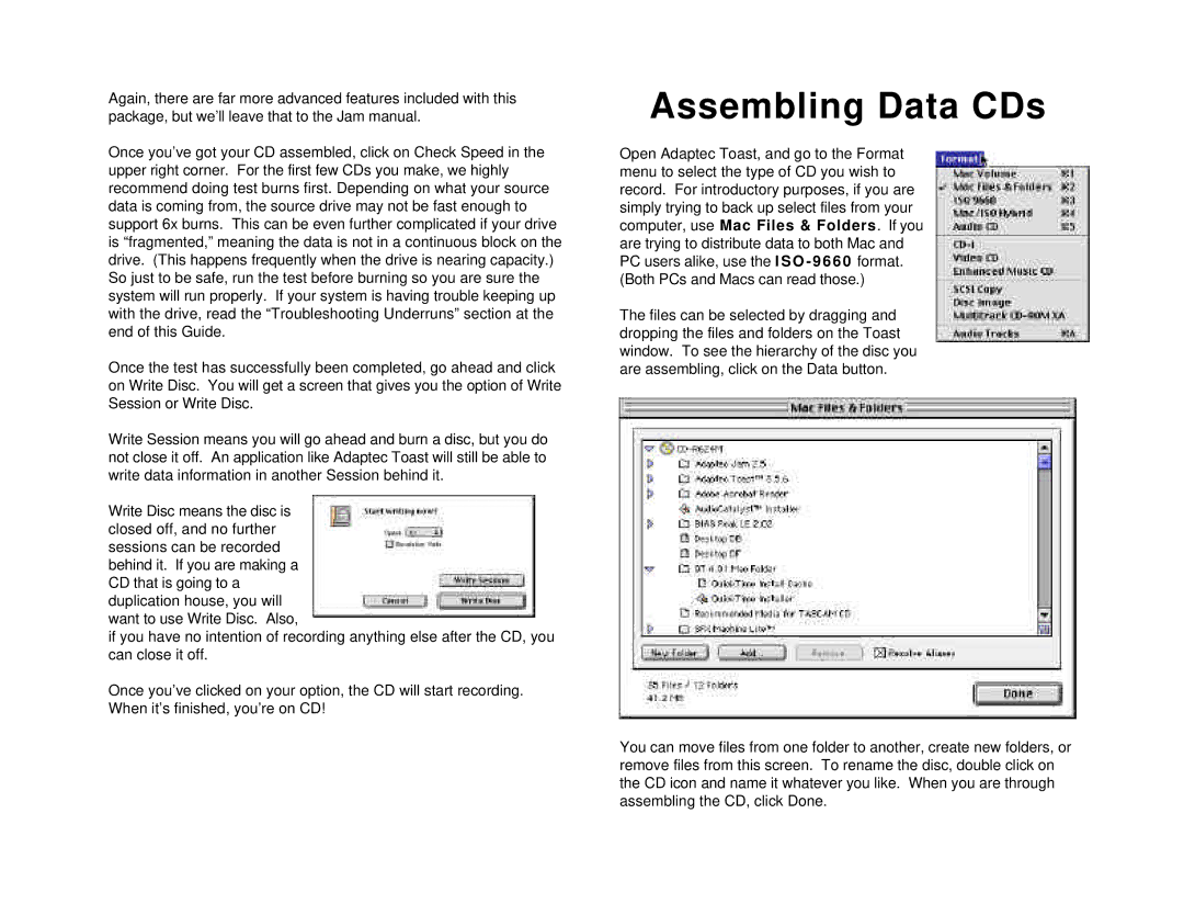 Tascam CD-R624M quick start Assembling Data CDs 