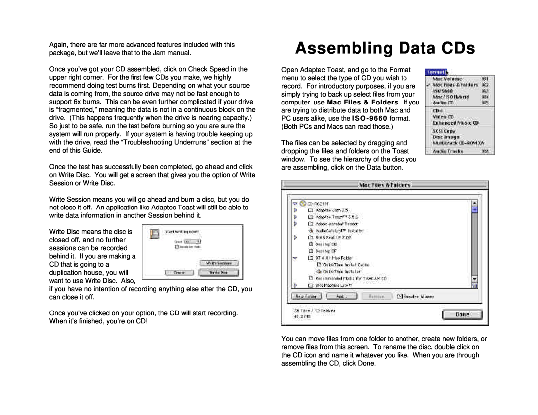 Tascam CD-R624M quick start Assembling Data CDs 
