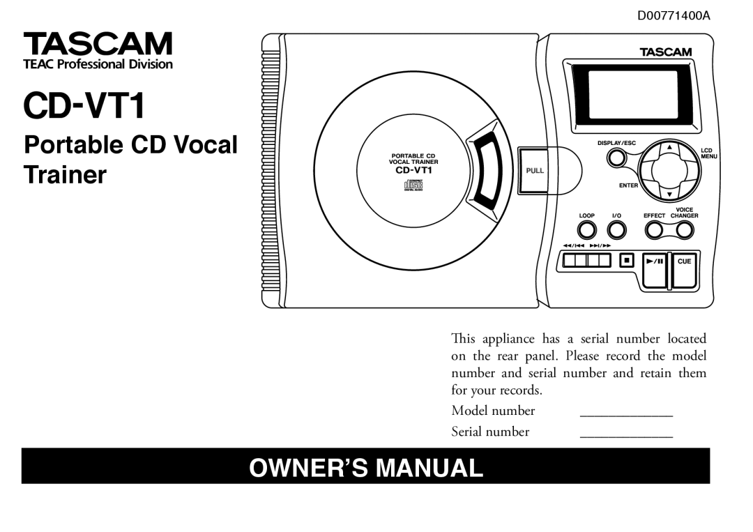 Tascam CD-VT1 manual 