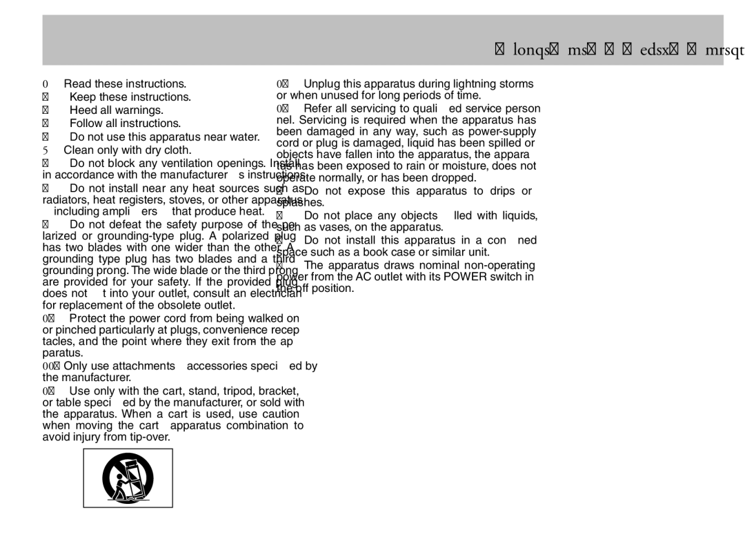 Tascam CD-VT1MKII owner manual Important Safety Instructions, Do not expose this apparatus to drips or splashes 