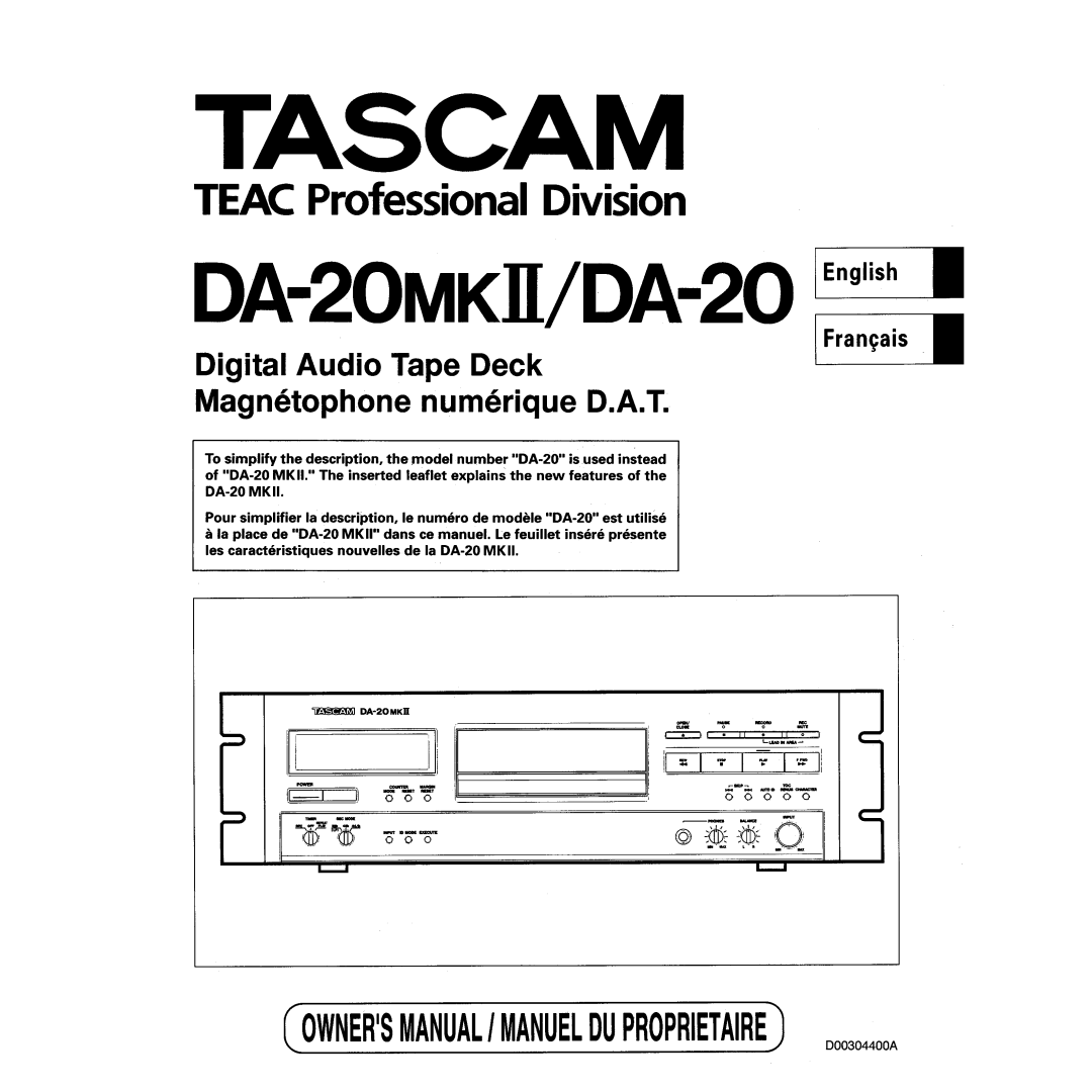 Tascam DA-20 manual 