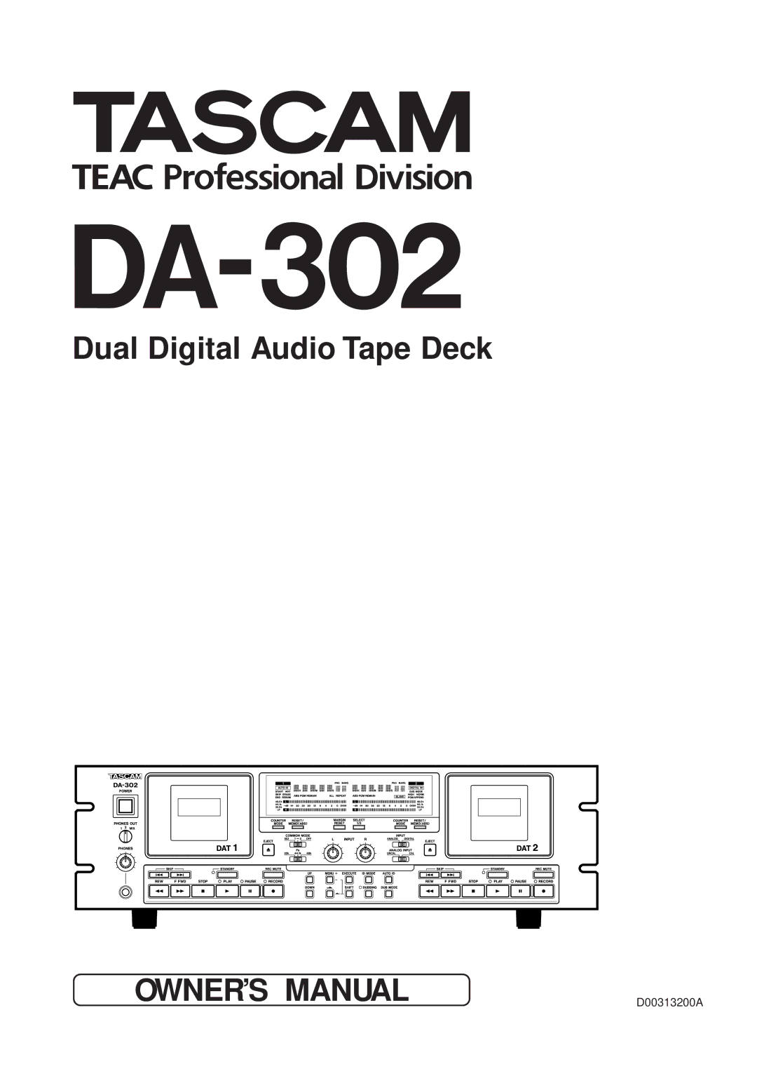 Tascam DA-302 owner manual 