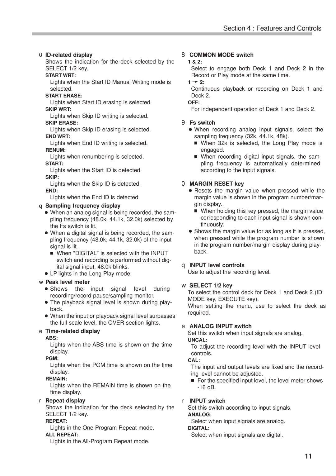 Tascam DA-302 owner manual Features and Controls 