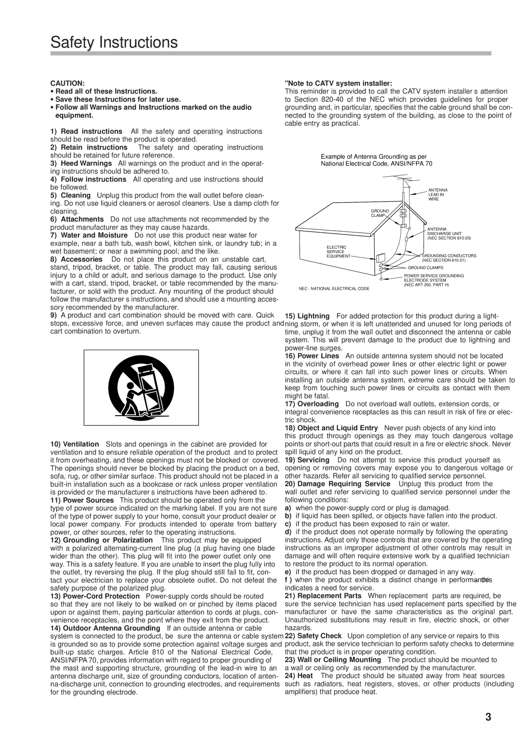 Tascam DA-302 owner manual Safety Instructions 