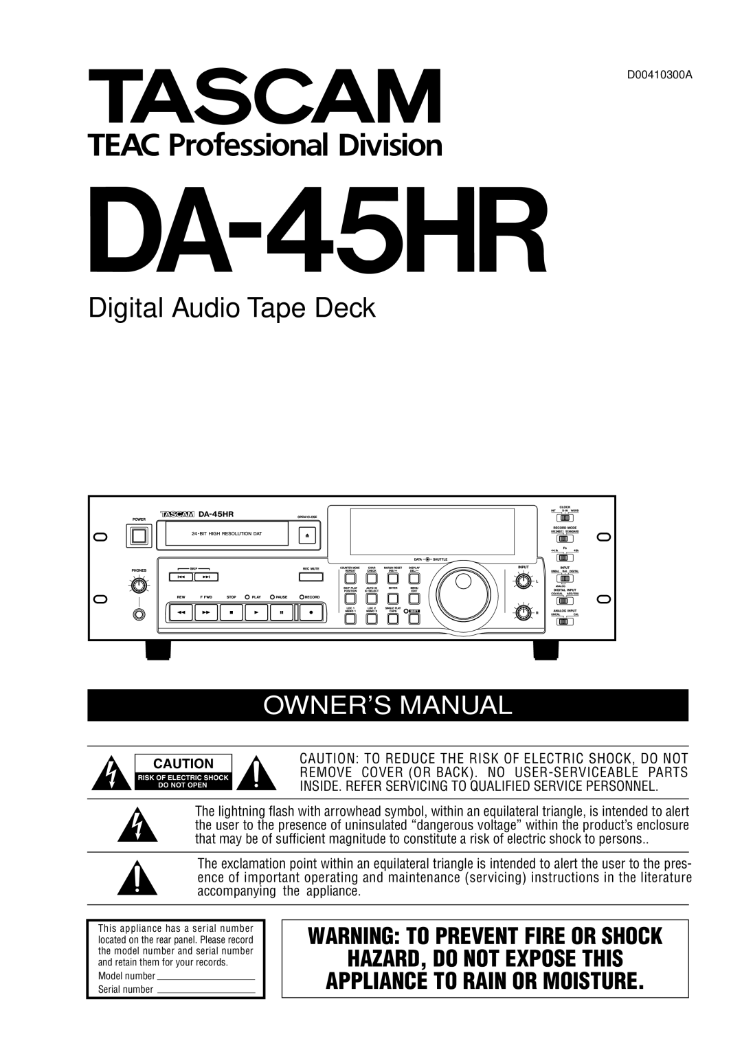 Tascam DA-45HR owner manual 