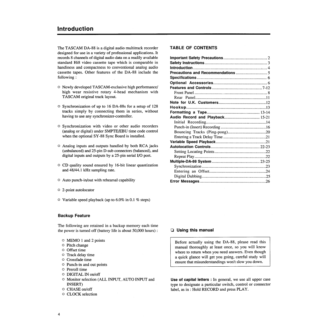 Tascam DA-88 manual 