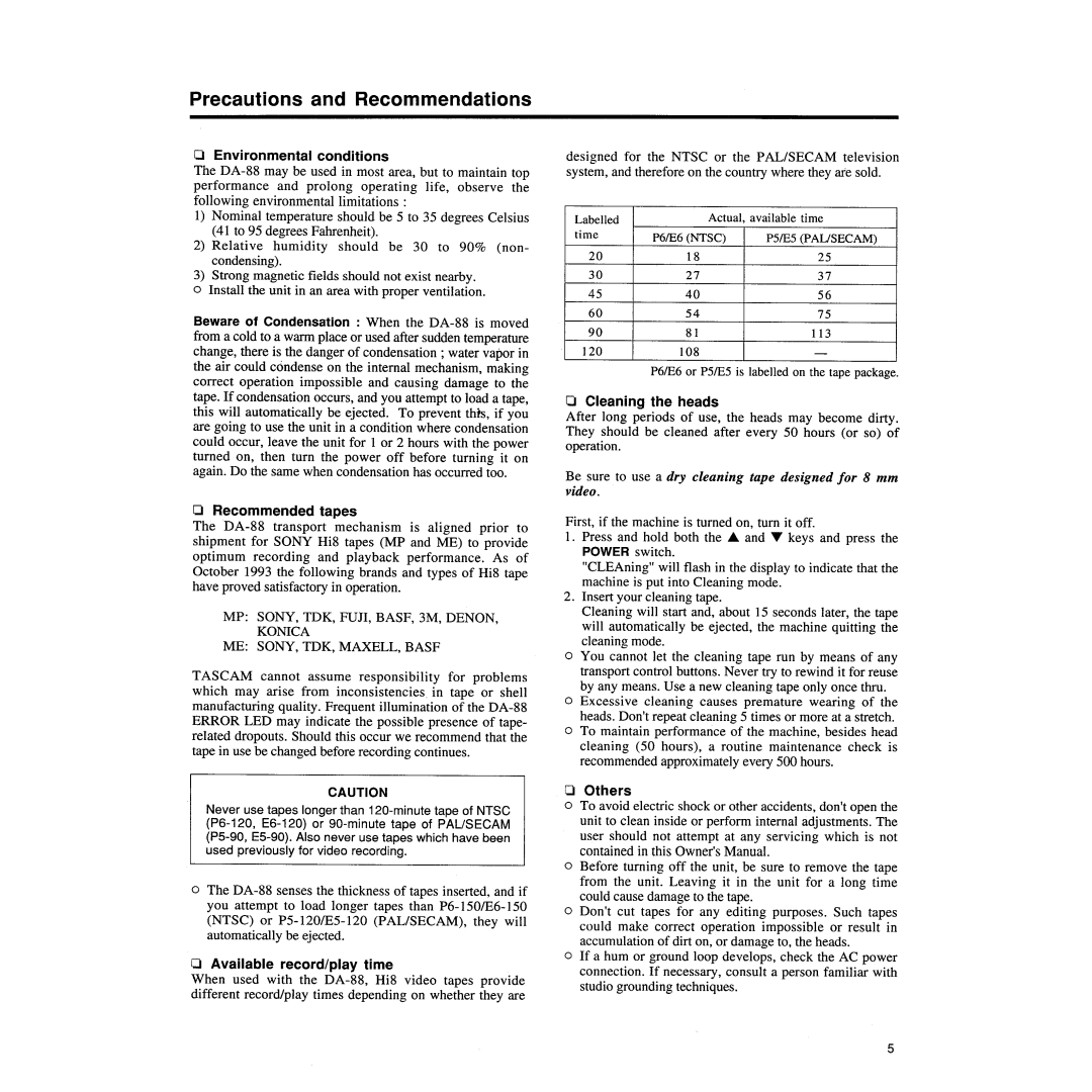 Tascam DA-88 manual 