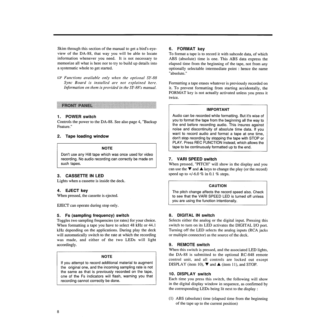 Tascam DA-88 manual 