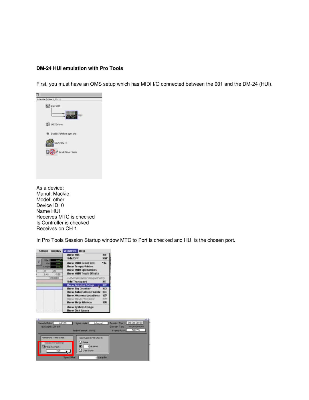 Tascam Digi 001 manual DM-24 HUI emulation with Pro Tools 