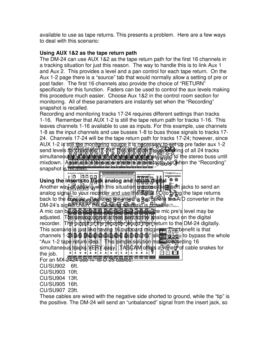 Tascam DM-24 manual Using AUX 1&2 as the tape return path 