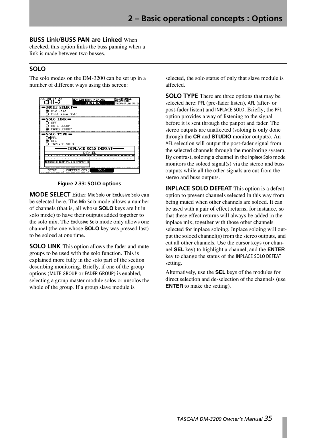 Tascam DM-3200 owner manual Solo 