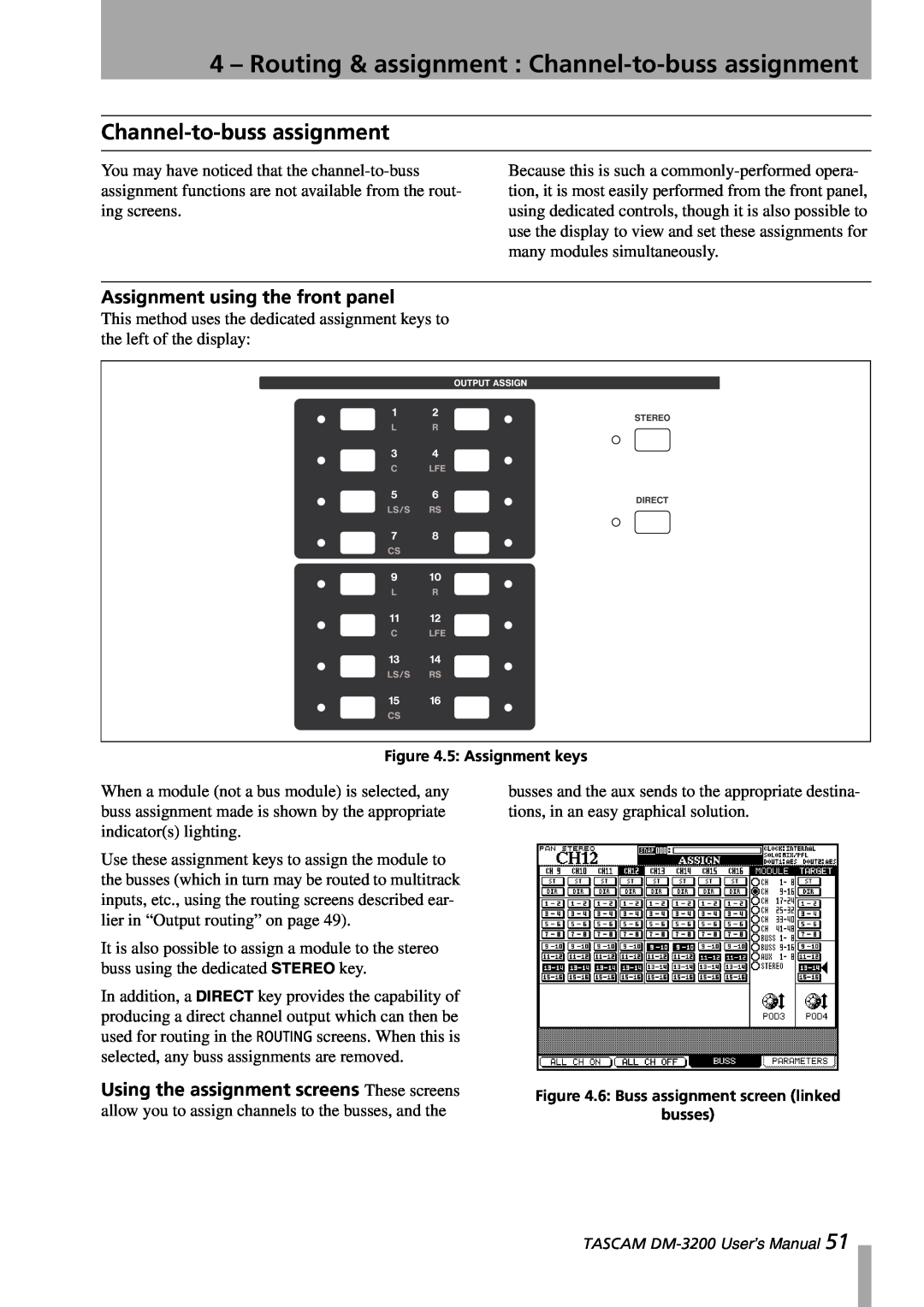 Tascam DM-3200 owner manual Channel-to-bussassignment, Assignment using the front panel 