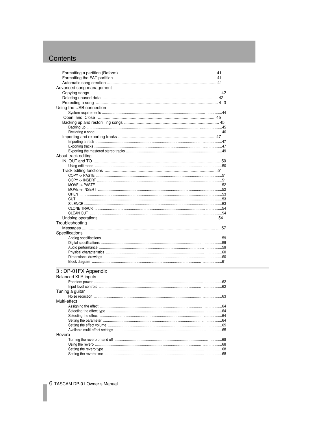 Tascam DP-01FX/CD, D00871320A owner manual DP-01FX Appendix, Using the USB connection 