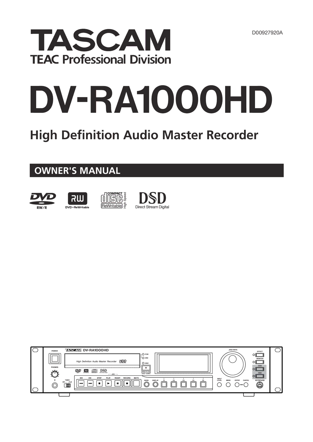 Tascam DV-RA1000HD owner manual 