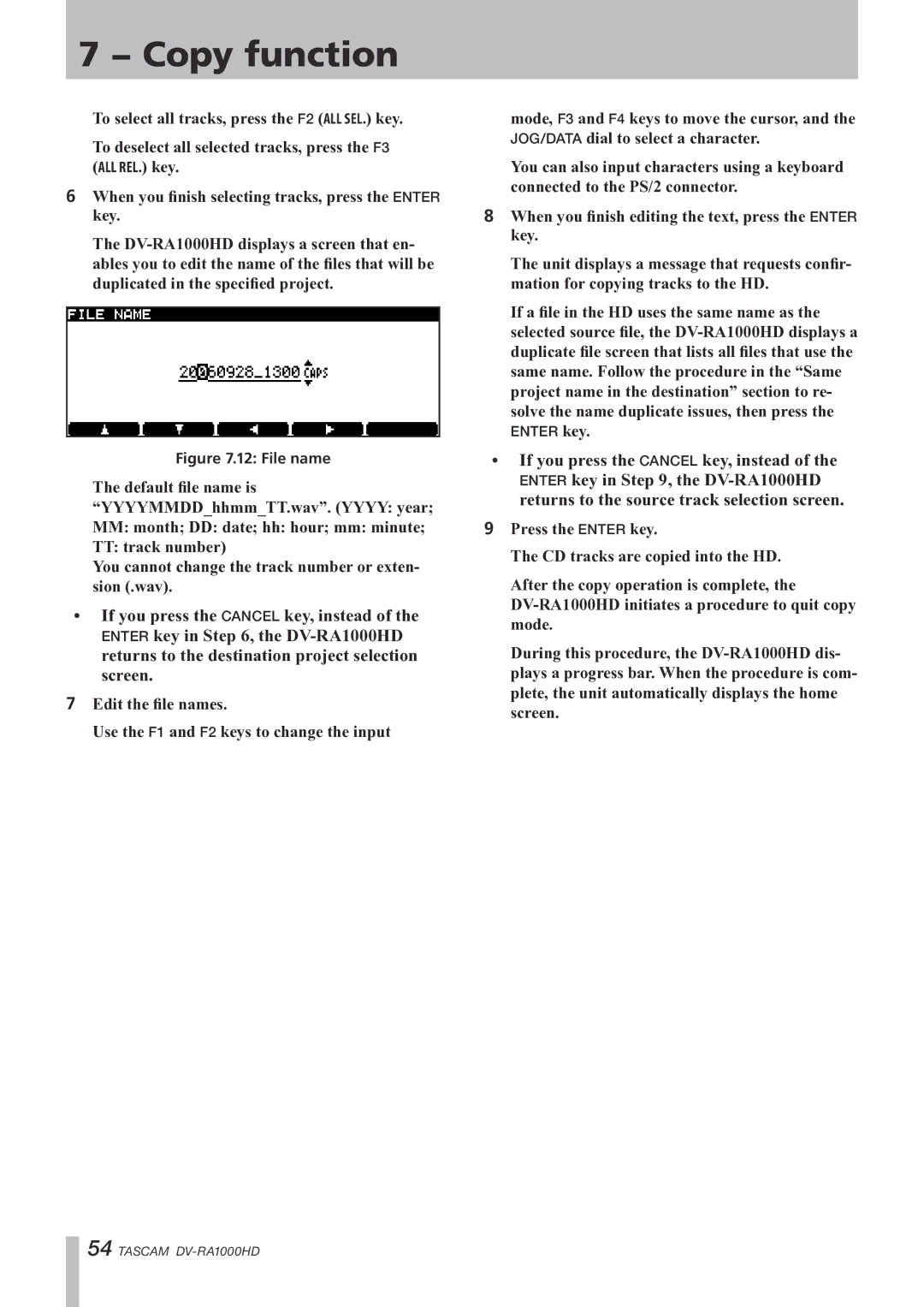 Tascam DV-RA1000HD owner manual File name 