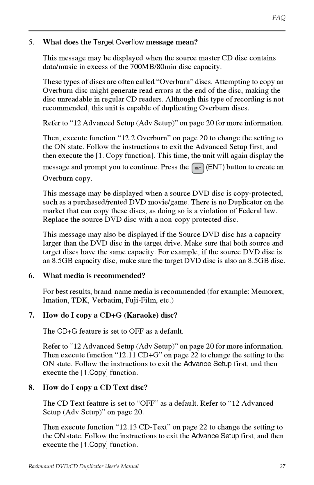 Tascam DV-W11R user manual What does the Target Overflow message mean? 