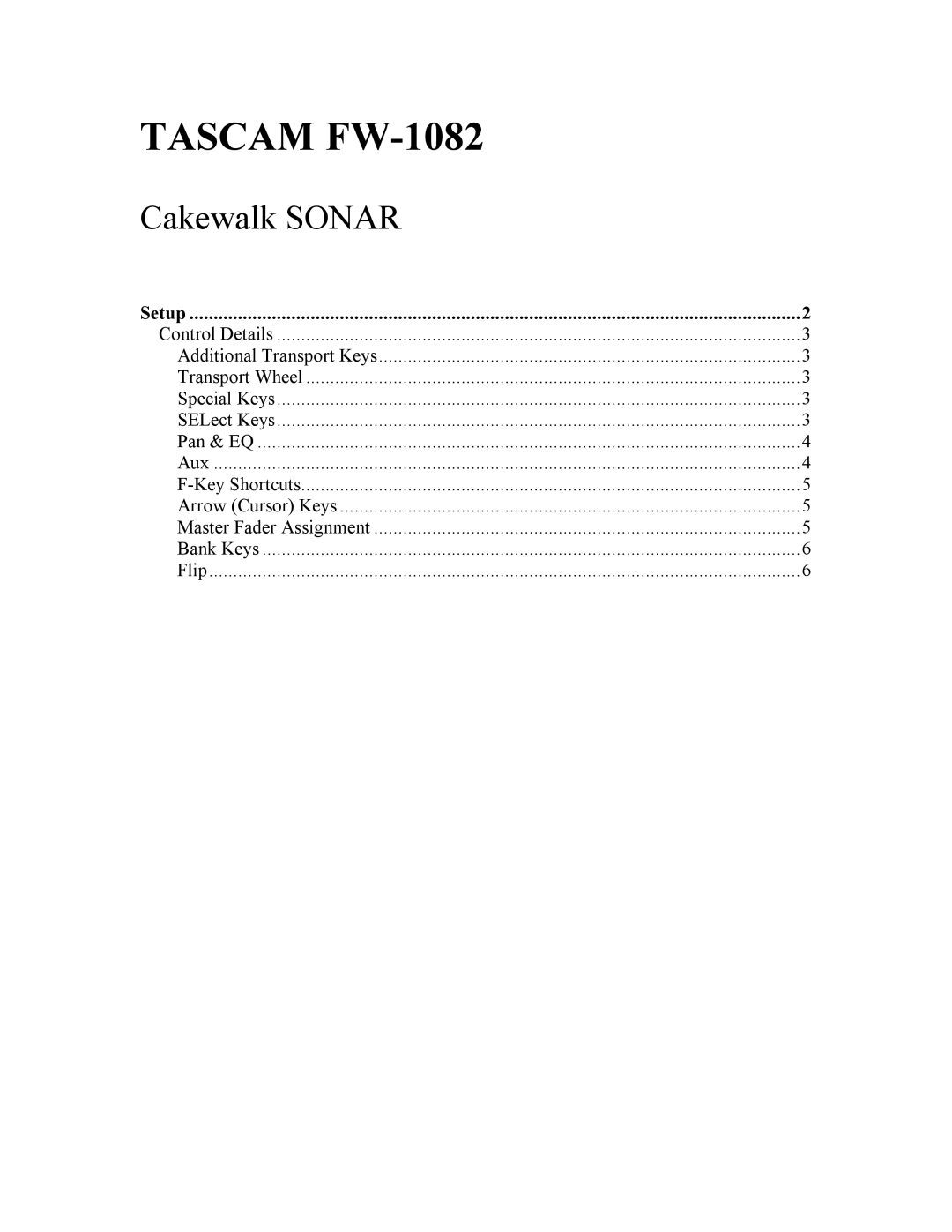 Tascam FW1082 manual Tascam FW­1082 