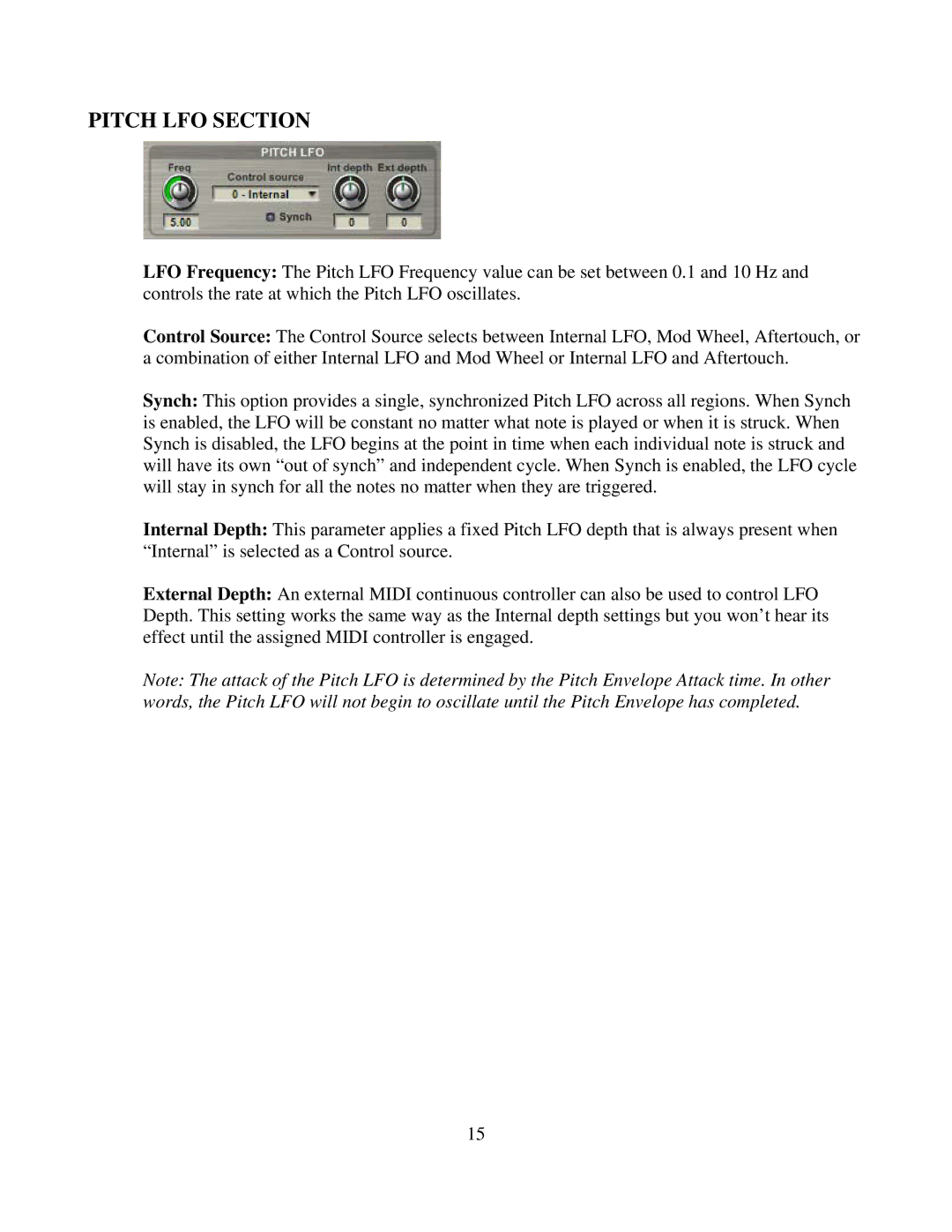 Tascam GVI owner manual Pitch LFO Section 