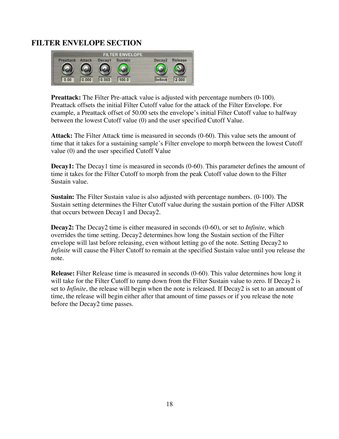 Tascam GVI owner manual Filter Envelope Section 