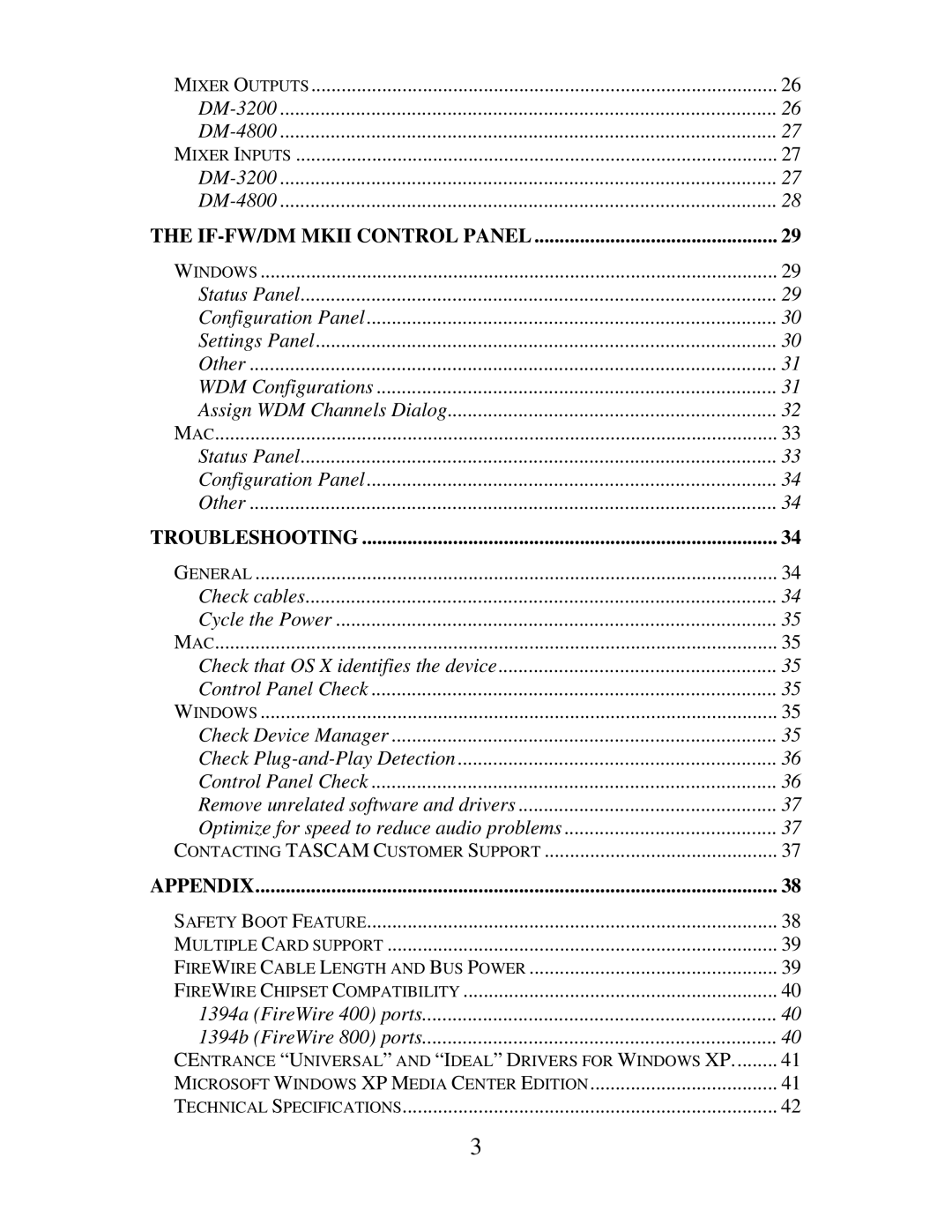 Tascam IF-DM owner manual IF-FW/DM Mkii Control Panel 