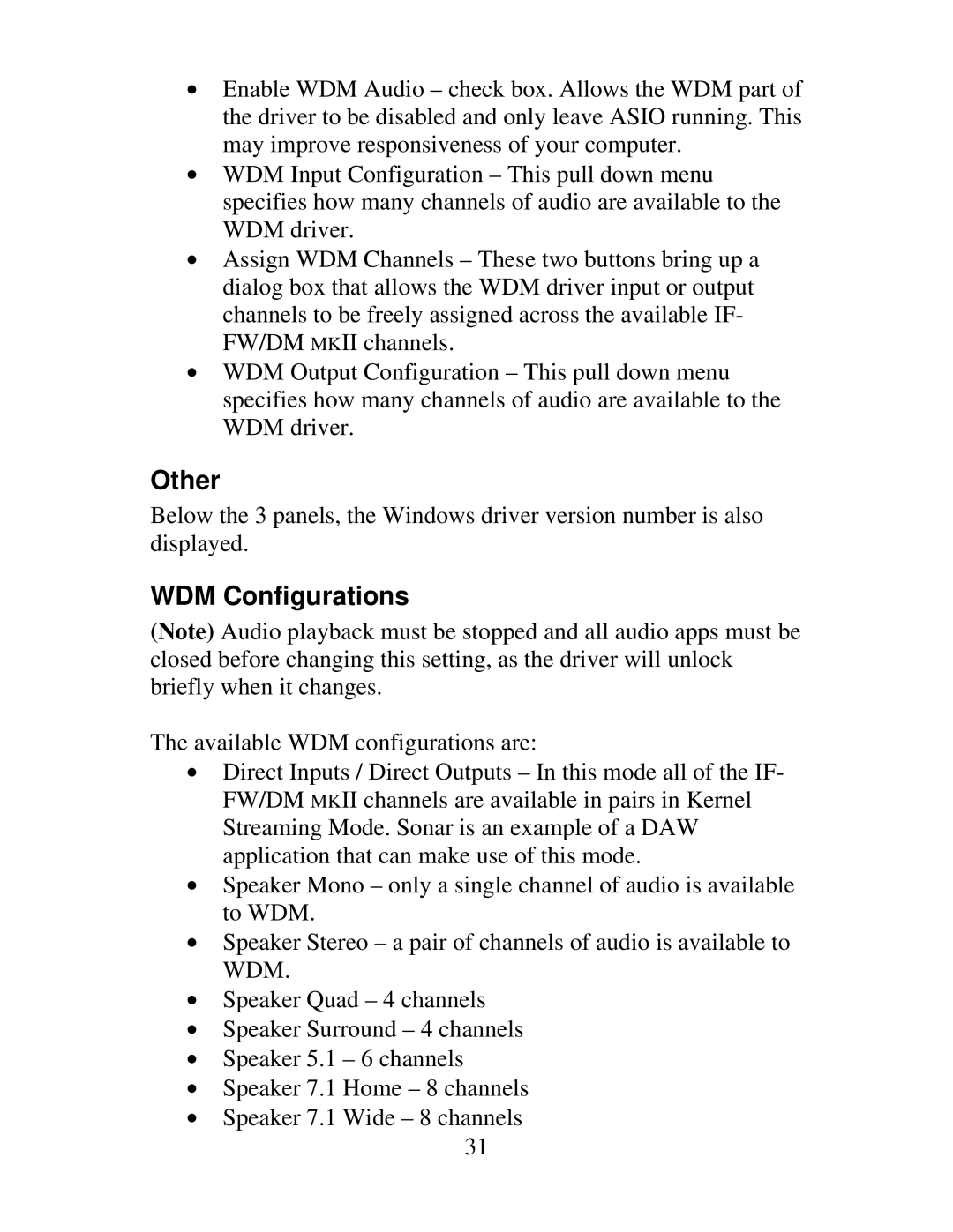 Tascam IF-FW, IF-DM owner manual Other, WDM Configurations 