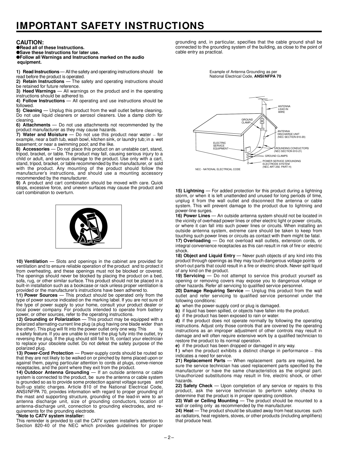 Tascam MD-301mkII user service Important Safety Instructions 