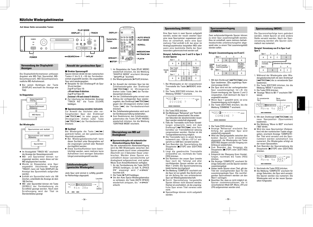 Tascam MD-350 user service Nützliche Wiedergabehinweise 