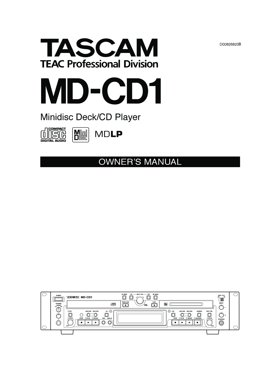 Tascam MD-CD1 owner manual 