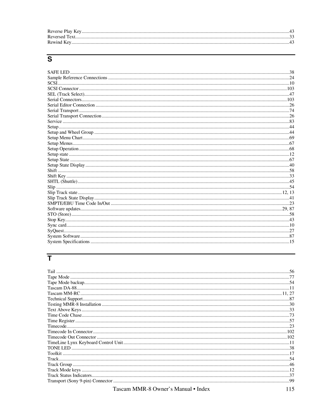 Tascam MMR-8 owner manual 115 