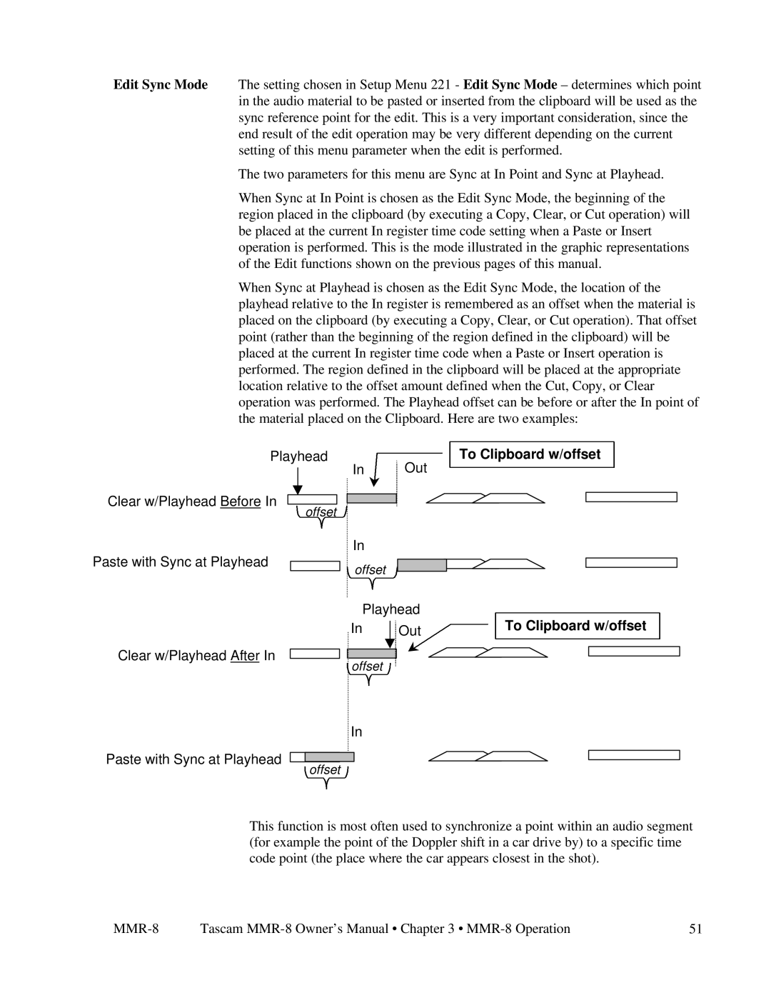 Tascam MMR-8 owner manual To Clipboard w/offset 