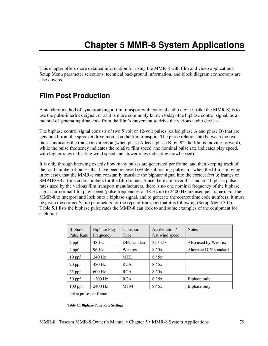 Tascam owner manual MMR-8 System Applications, Film Post Production 