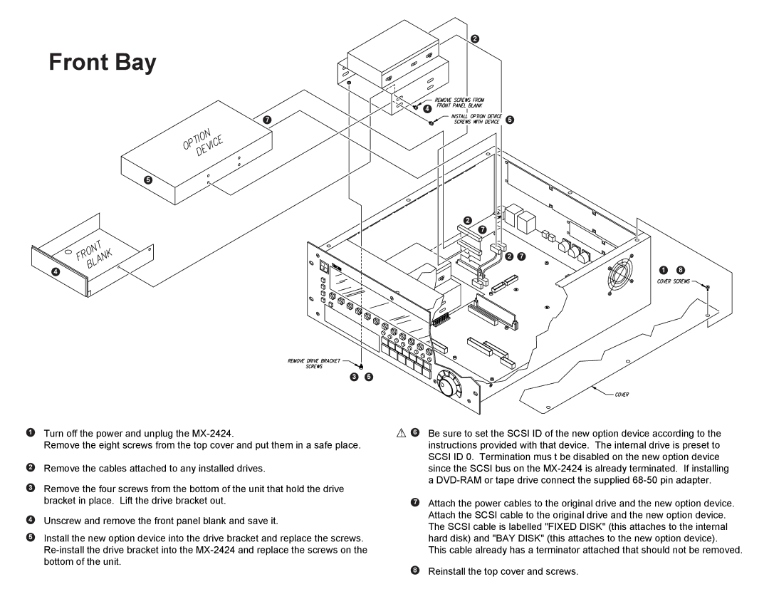 Tascam MX-2424 manual Front Bay 