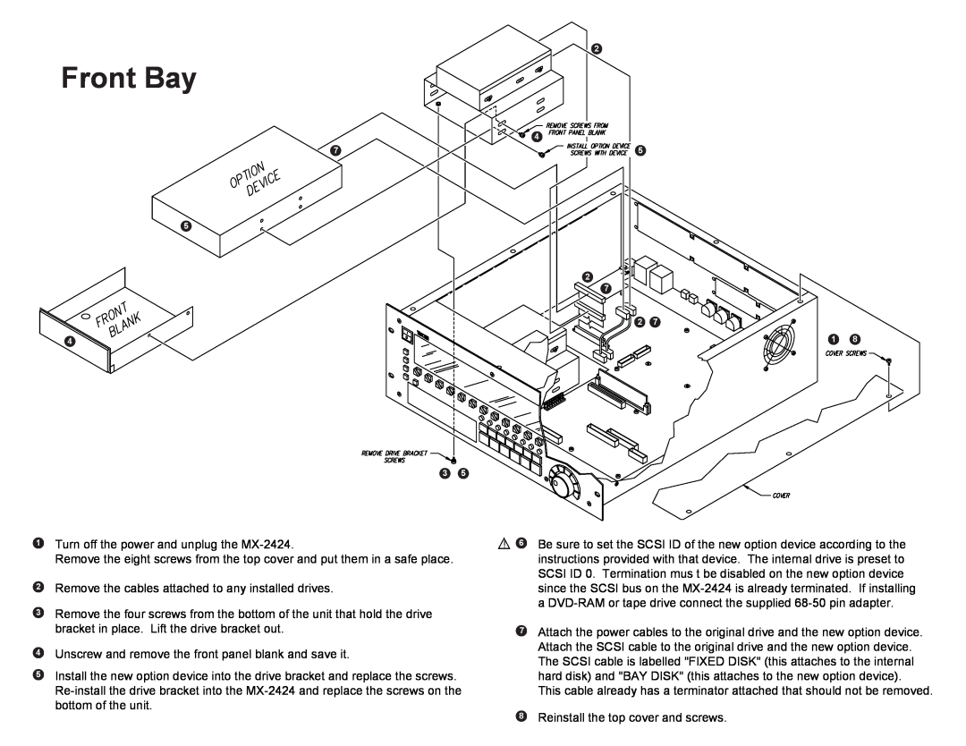 Tascam MX-2424 manual Front Bay 