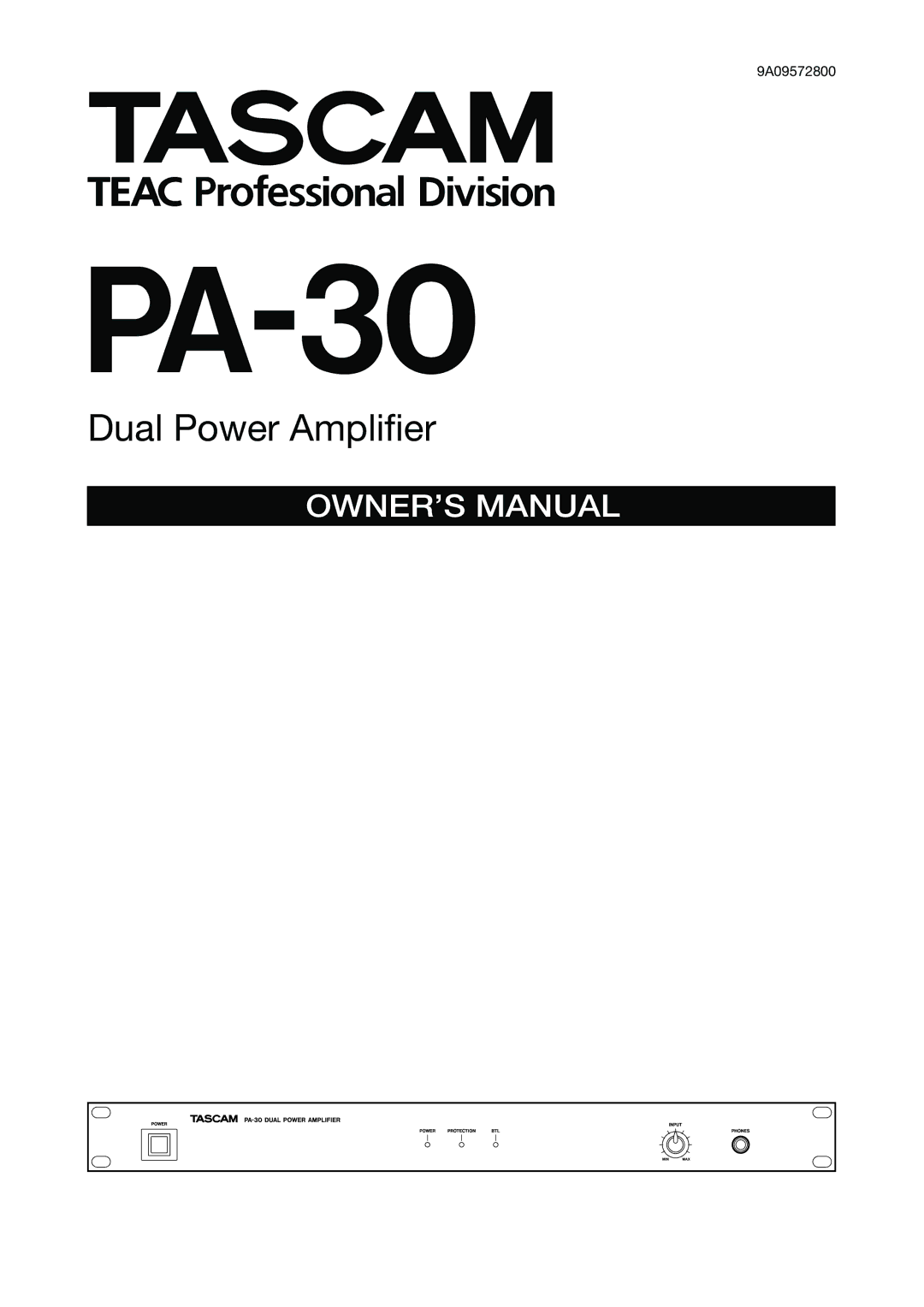 Tascam PA-30 owner manual 