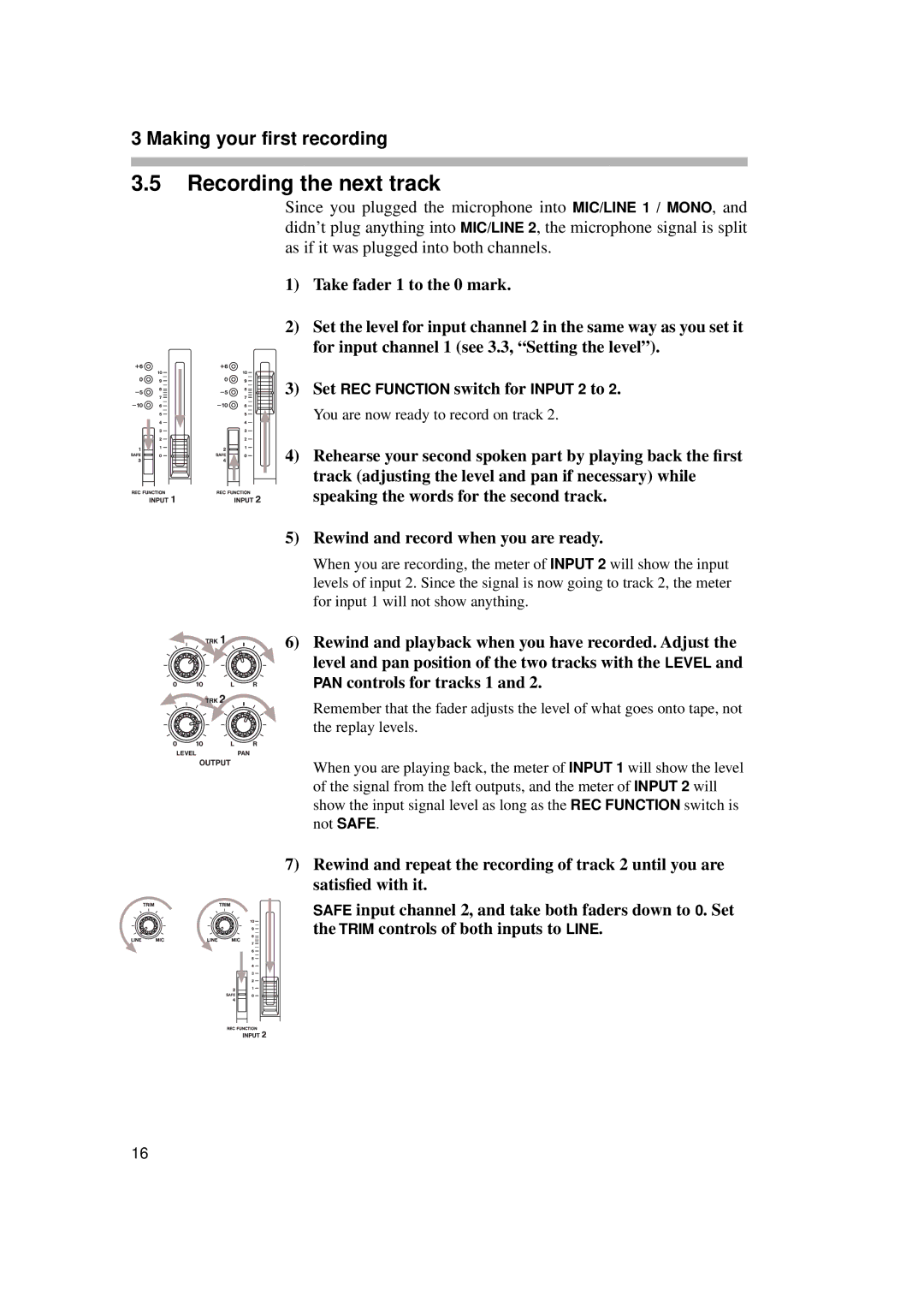 Tascam PORTA02 owner manual Recording the next track 