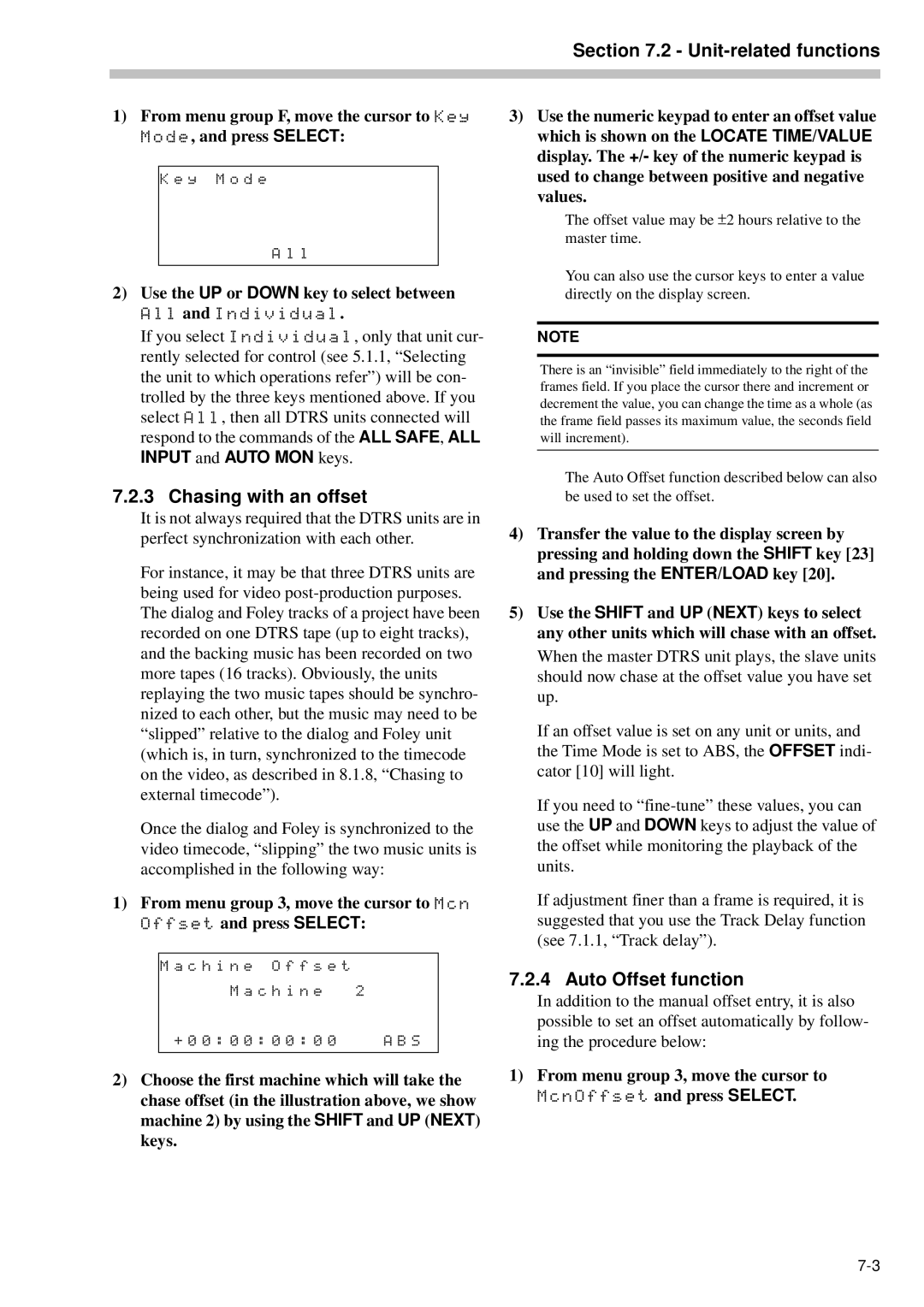 Tascam RC-898 owner manual Chasing with an offset, Auto Offset function 