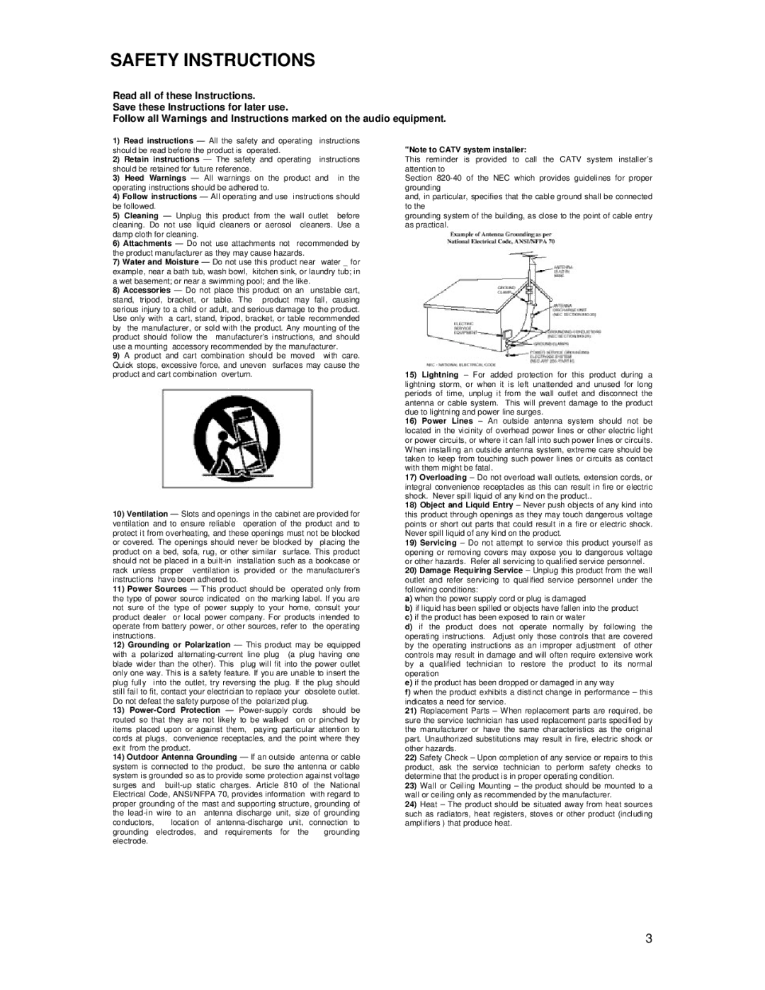 Tascam US-224 owner manual Safety Instructions 