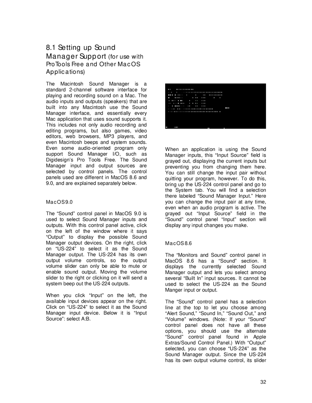 Tascam US-224 owner manual Setting up Sound Manager Support for use with, MacOS 