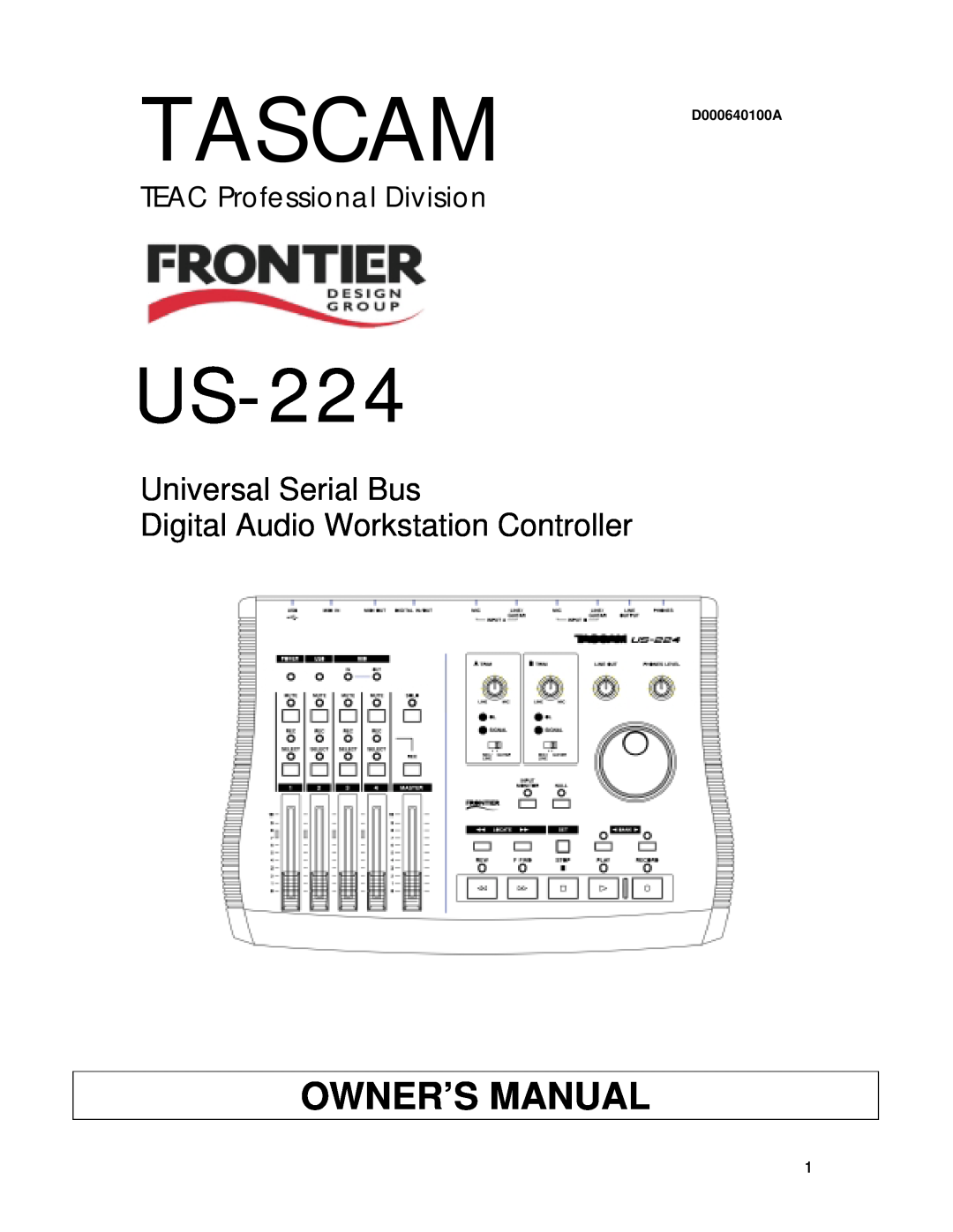 Tascam US-224 owner manual Universal Serial Bus, Digital Audio Workstation Controller, TEAC Professional Division 