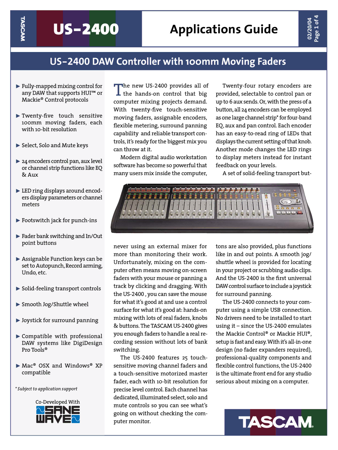 Tascam US-2400 manual Applications Guide 