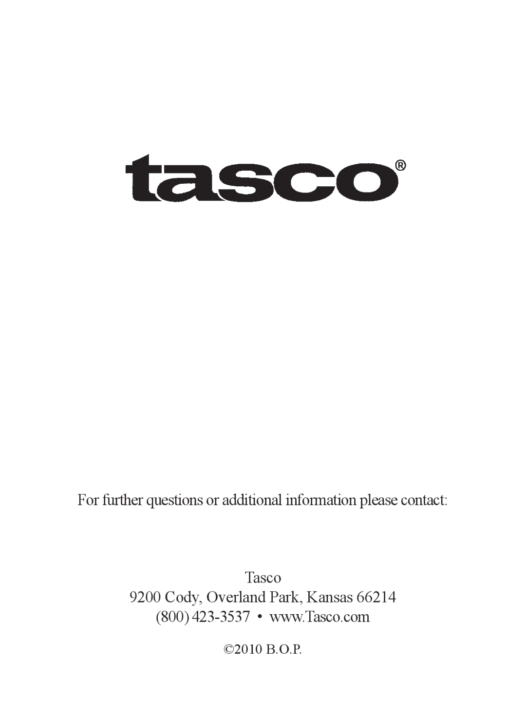 Tasco 119223C instruction manual 2010 B.O.P 