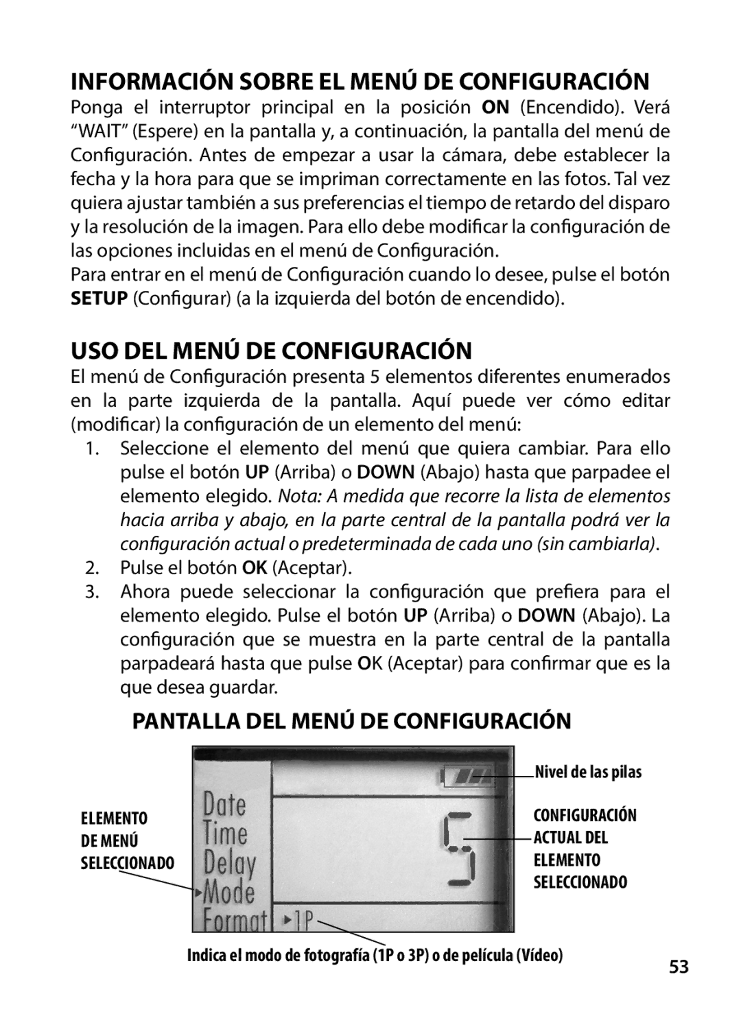 Tasco 119234 instruction manual Información Sobre EL Menú DE Configuración, USO DEL Menú DE Configuración 