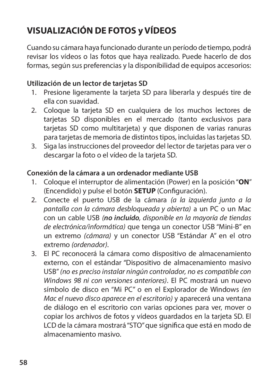 Tasco 119234 instruction manual Utilización de un lector de tarjetas SD, Conexión de la cámara a un ordenador mediante USB 