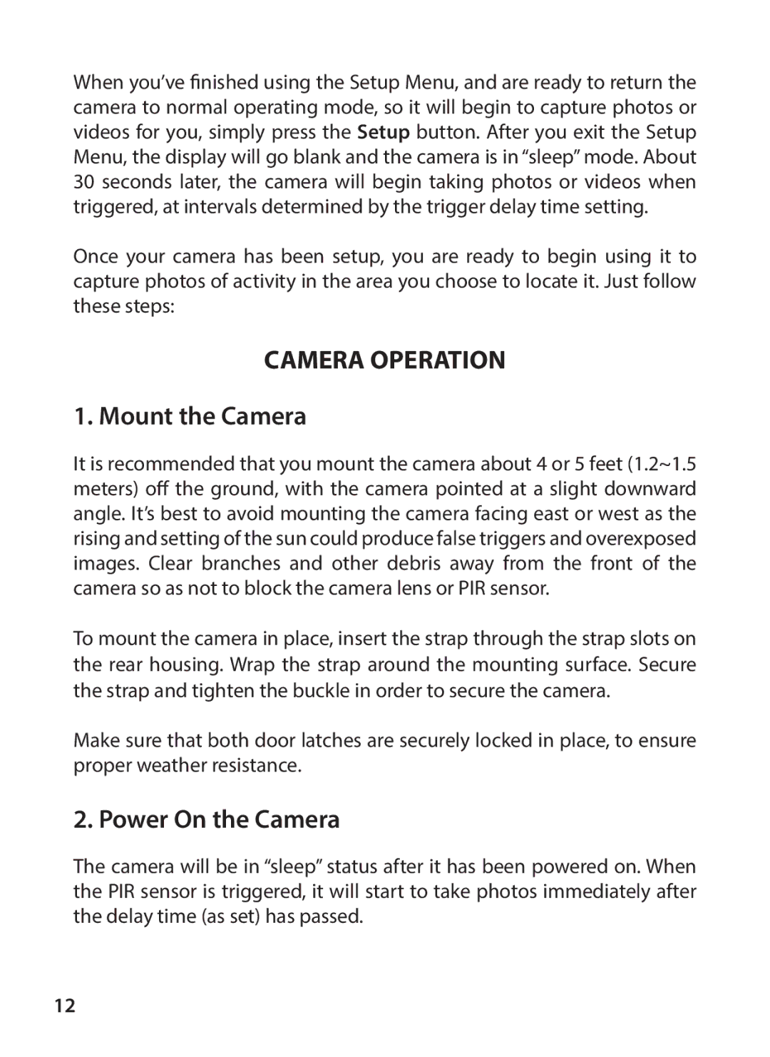 Tasco 119256CW instruction manual Camera Operation 