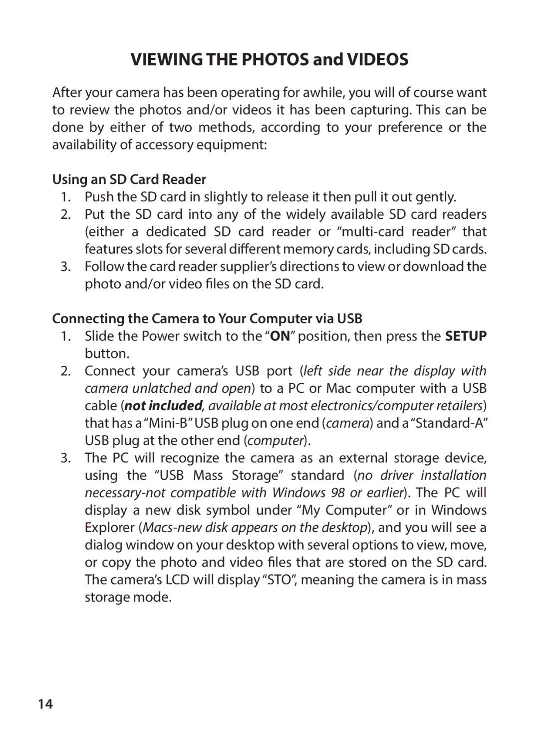 Tasco 119256CW instruction manual Using an SD Card Reader, Connecting the Camera to Your Computer via USB 