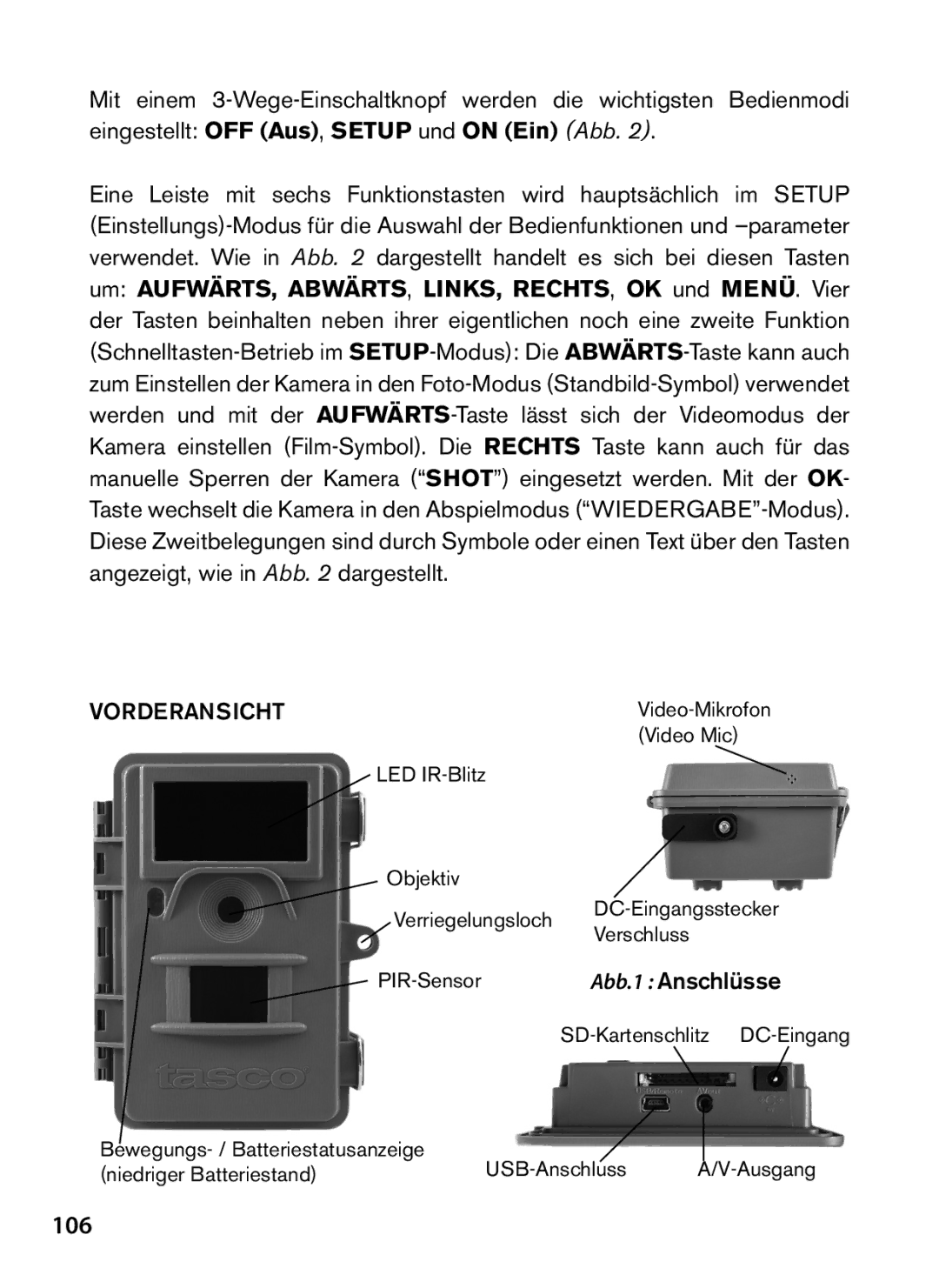 Tasco 119422 instruction manual 106, Vorderansicht 