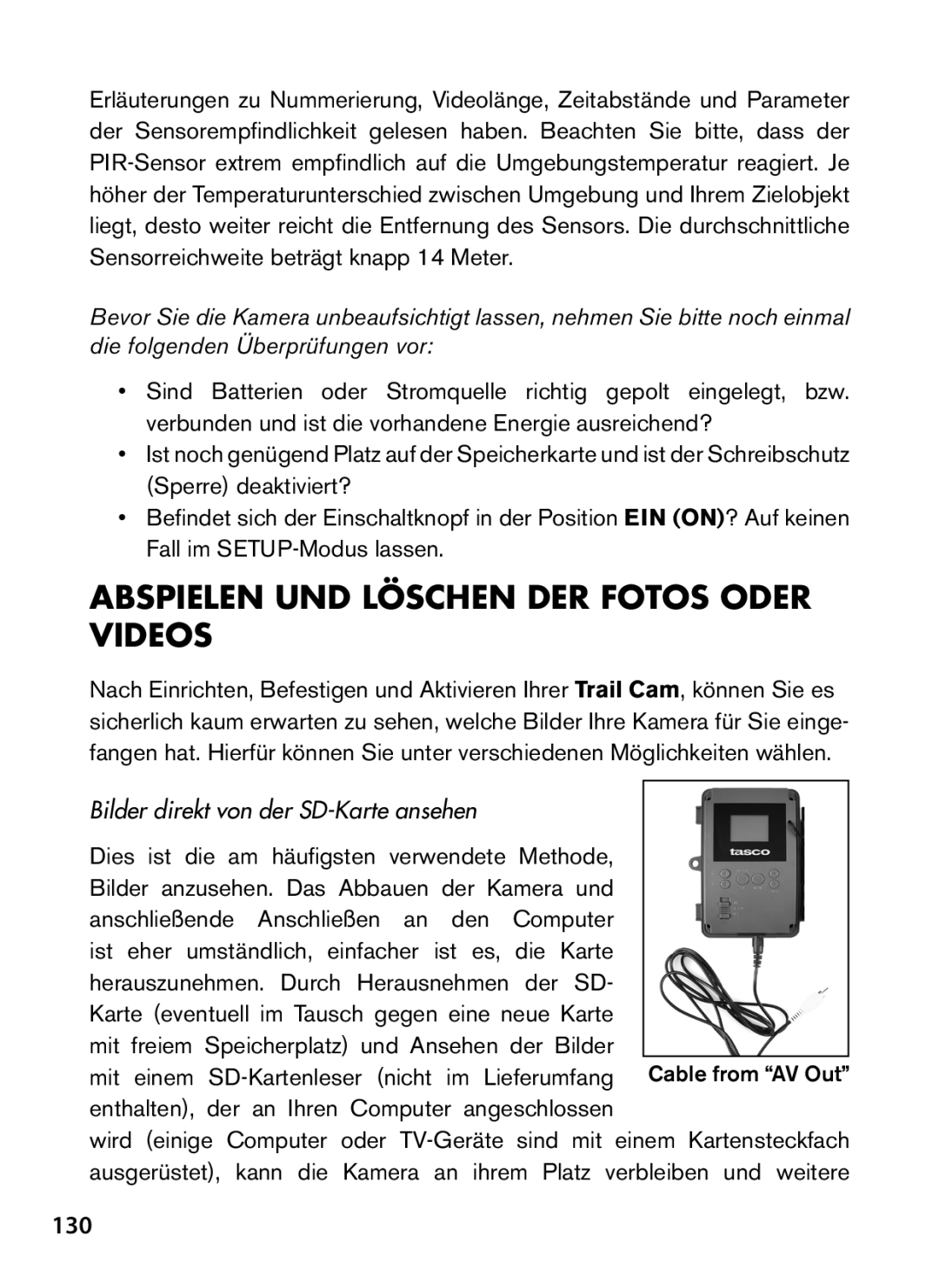 Tasco 119422 instruction manual Abspielen UND Löschen DER Fotos Oder Videos, 130 