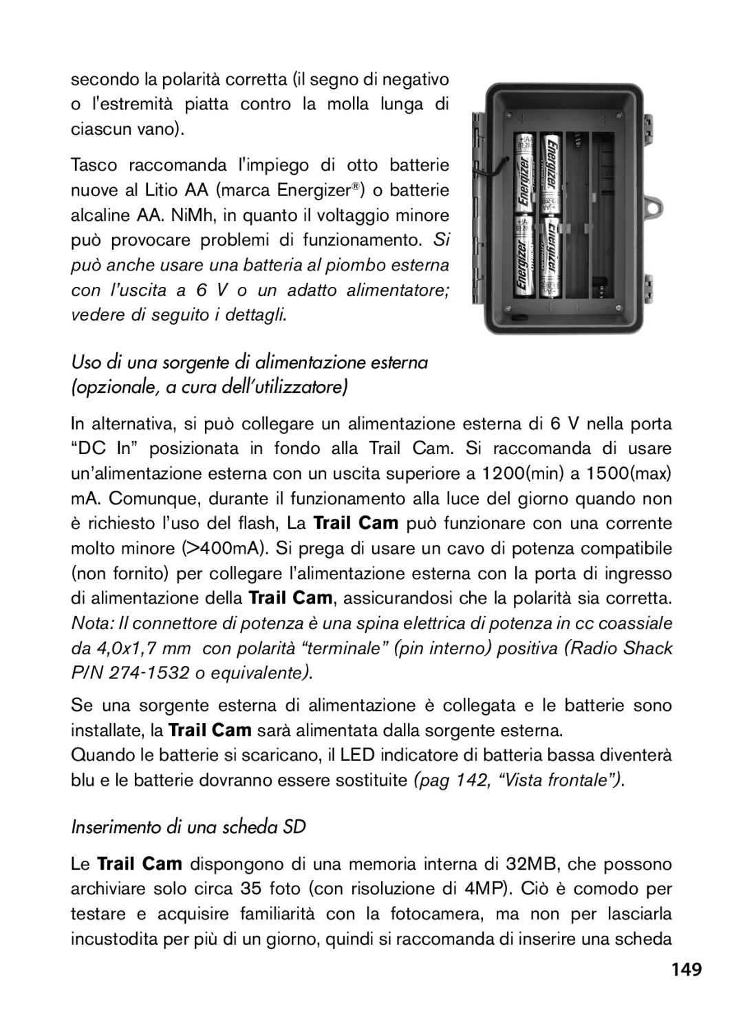 Tasco 119422 instruction manual 149, Inserimento di una scheda SD 