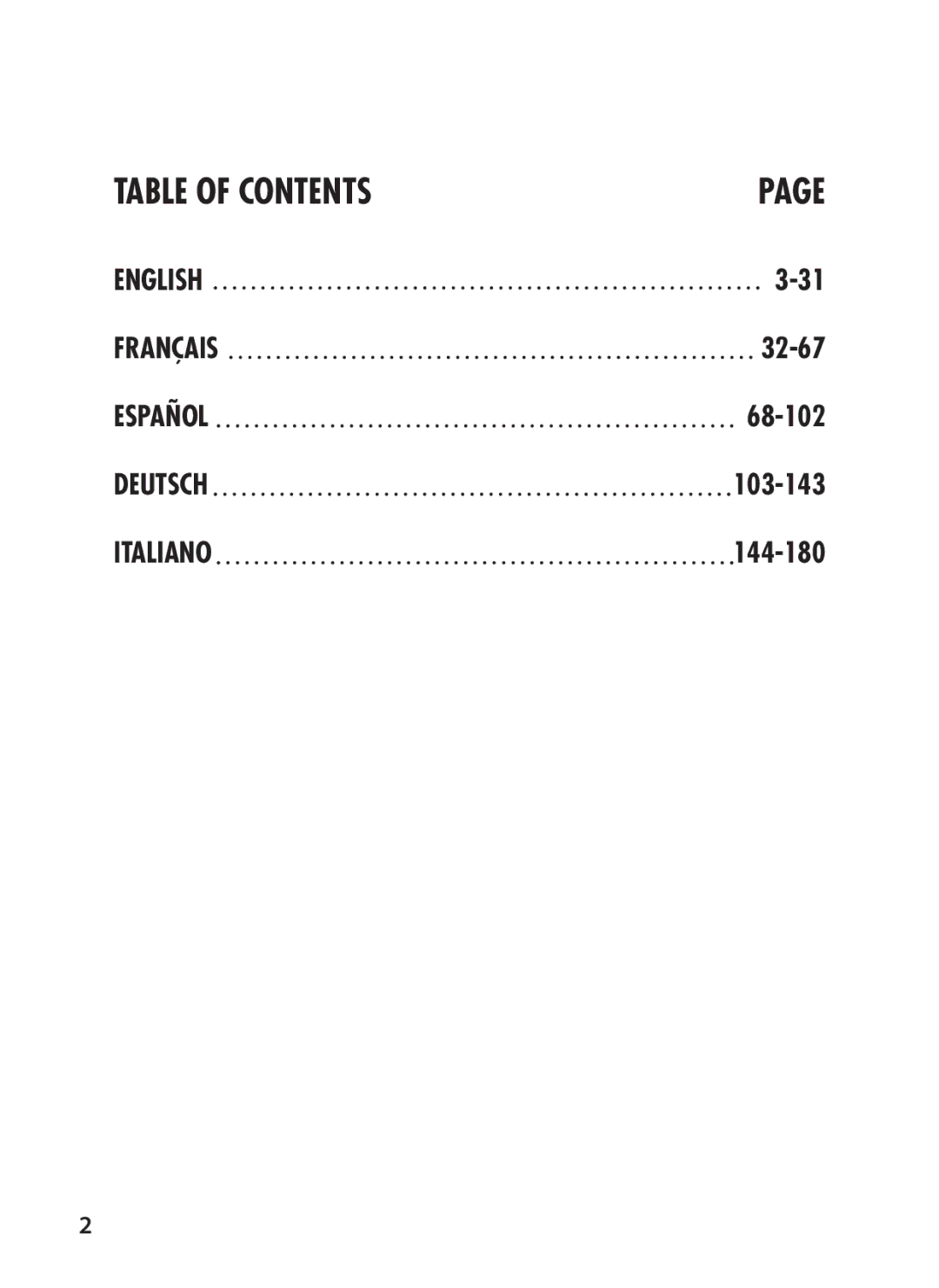 Tasco 119422 instruction manual Français 32-67 Español 68-102 Deutsch 103-143, 144-180 