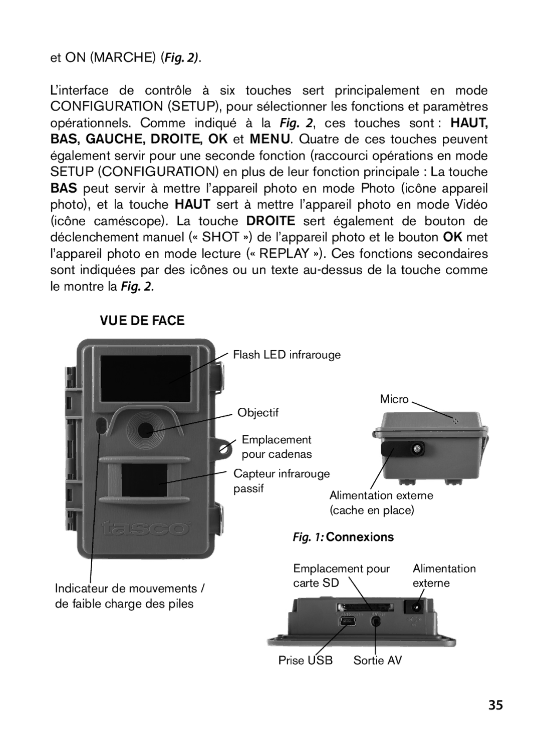 Tasco 119422 instruction manual Et on Marche Fig, VUE DE Face 